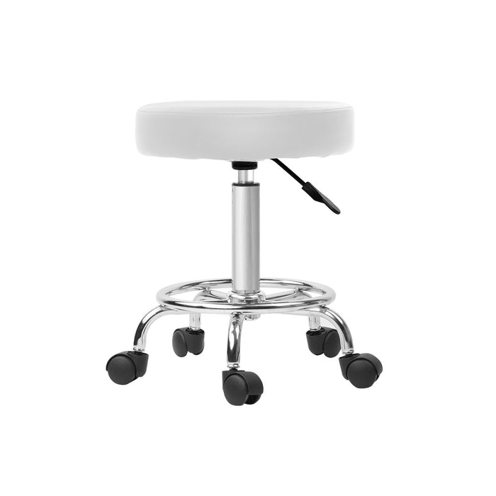 Imola 360° Rotatable Swivel Salon Stool in White | Beauty Barber Hairdressing Stool