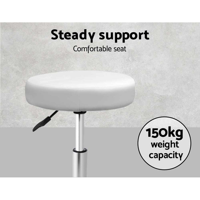 Imola 360° Rotatable Swivel Salon Stool in White | Beauty Barber Hairdressing Stool