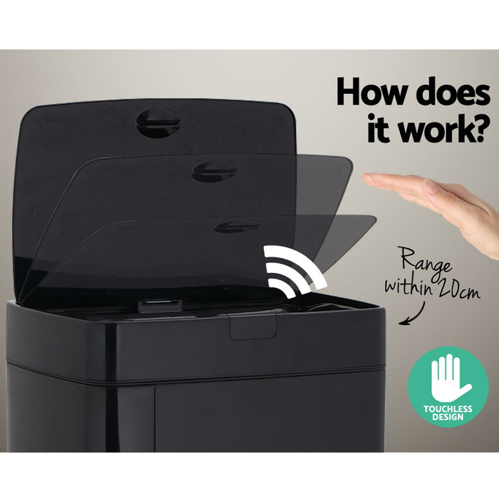 Automa 45L Black Motion Sensor Rubbish Bin | Hands Free Rubbish Bins