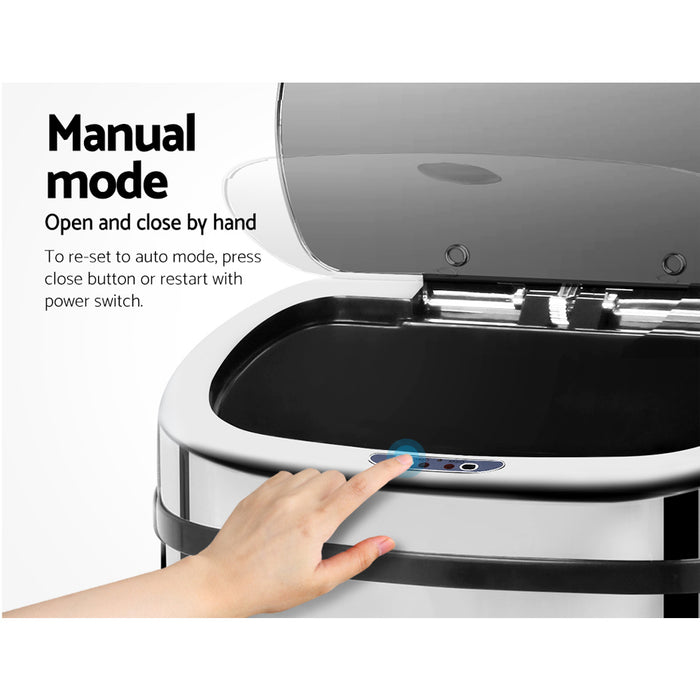 Automa 50L Stainless Steel Motion Sensor Rubbish Bin | Hands Free Rubbish Bins
