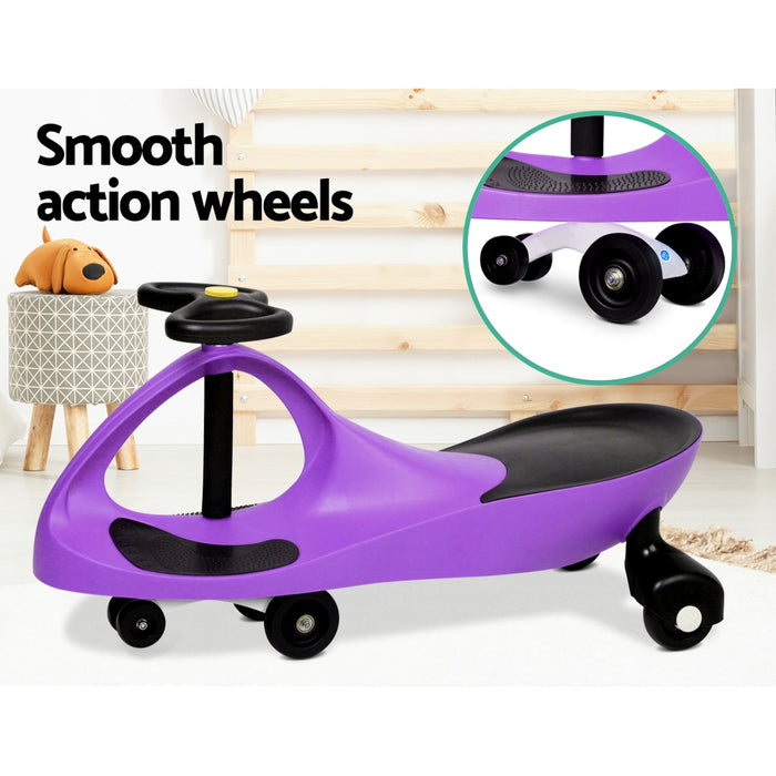 Funzee Kids Ride on Swing Car| Childrens Fun Wiggle Ride on Scooter Car in Purple