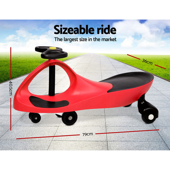 Funzee Kids Ride on Swing Car| Childrens Fun Wiggle Ride on Scooter Car in Red