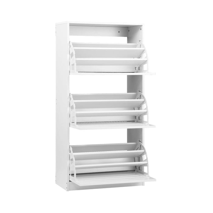 Oikiture 45 Pairs Shoe Cabinet Storage Rack and Organiser in White | Modern Shoe Racks