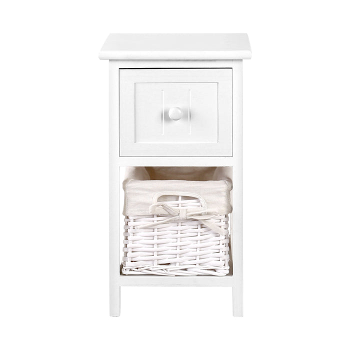 Set of Two Mila Wooden Bedside Tables in White