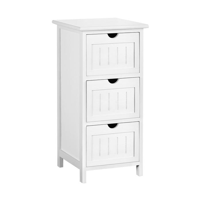 Mila Retro Wooden Bedside Tables in White