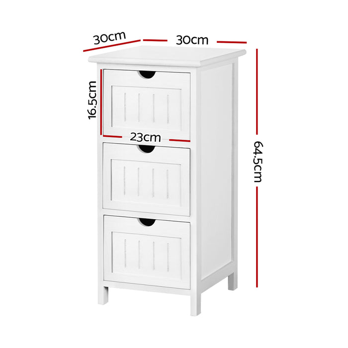 Mila Retro Wooden Bedside Tables in White