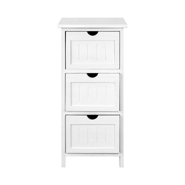 Mila Retro Wooden Bedside Tables in White