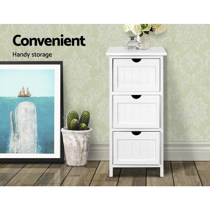 Mila Retro Wooden Bedside Tables in White