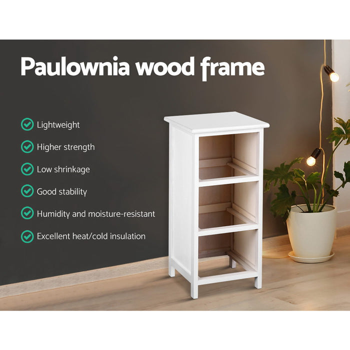 Mila Retro Wooden Bedside Tables in White