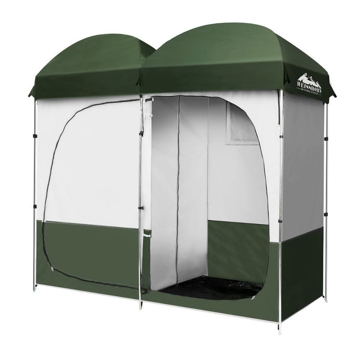 Double Camping Shower Toilet Tent | Outdoor Portable Change Room UV Protection