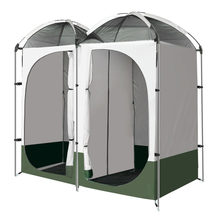 Double Camping Shower Toilet Tent | Outdoor Portable Change Room UV Protection