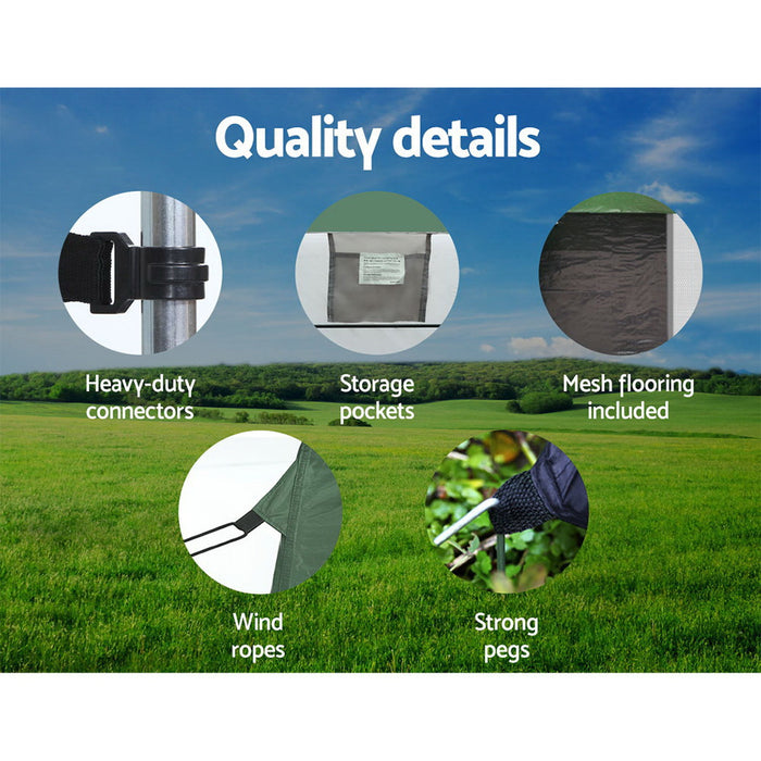 Double Camping Shower Toilet Tent | Outdoor Portable Change Room UV Protection