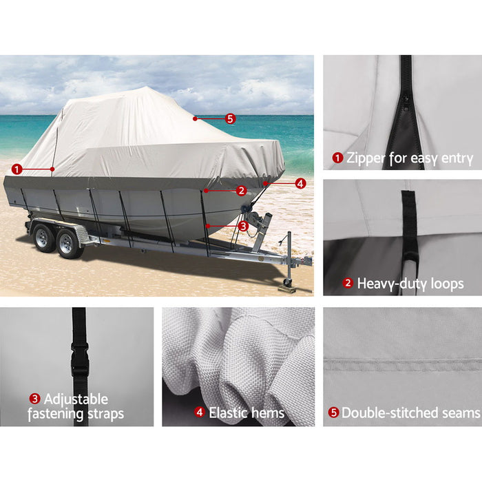 Heavy Duty Adjustable High Clearance 6.4m - 7m Waterproof Boat Cover