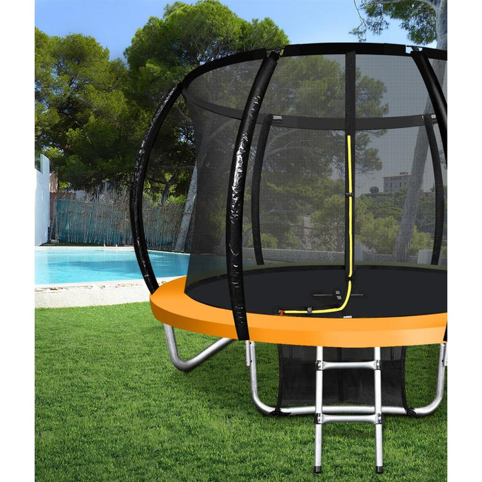 8FT/2.5m Premium Kids Trampoline | Orange Safe Fully Enclosed Outdoor Play Trampoline by Mazam