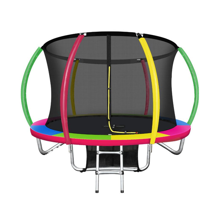 8FT/2.5m Premium Kids Trampoline | Rainbow Safe Fully Enclosed Outdoor Play Trampoline by Mazam