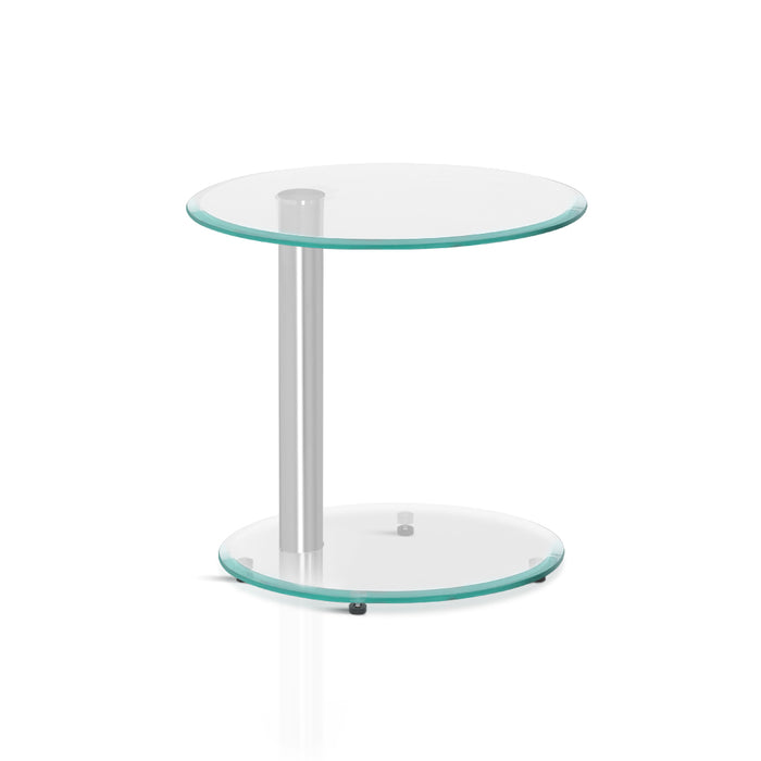 Gianni Tempered Glass 45cm Round 2 Tier Side Table | Glass Coffee Table