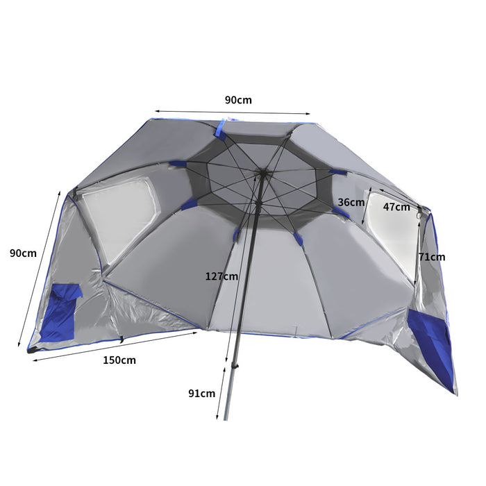 2.33M Large Beach Umbrella | UV Protected Beach Shelter and Beach Shade in Blue