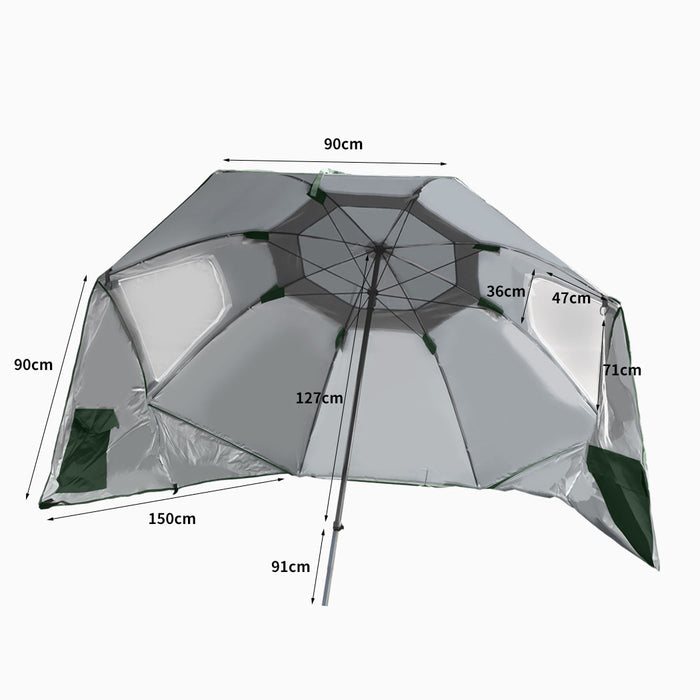 2.33M Large Beach Umbrella | UV Protected Beach Shelter and Beach Shade in Green
