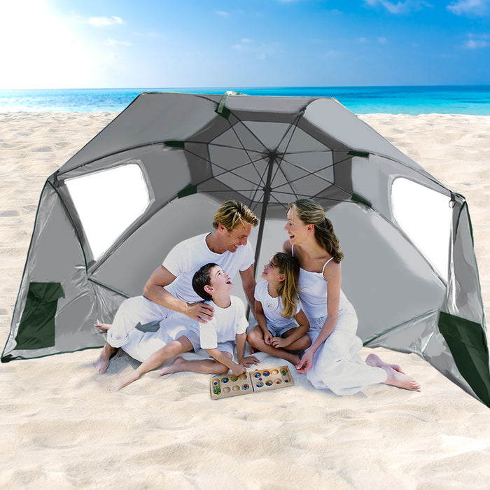 2.33M Large Beach Umbrella | UV Protected Beach Shelter and Beach Shade in Green