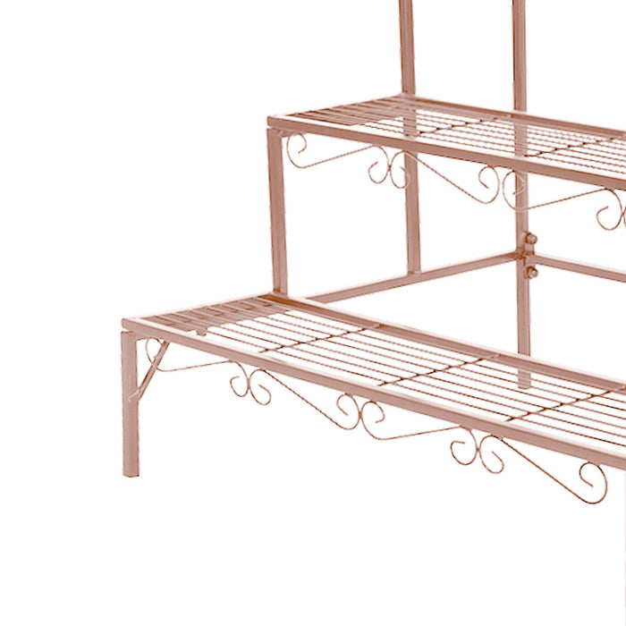 Natura 3 Tier Metal Plant Stand | Flower Pot Shelves and Stand Rose Gold