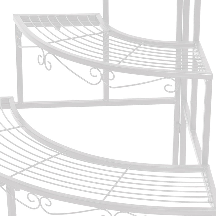 Set of Two Natura Metal Plant Stands | Outdoor Indoor Flower 7 Pot Corner Rack in White
