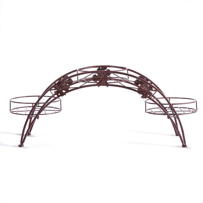 Natura Bridge Metal 3 Pot Plant Stand | Outdoor Indoor Flower Pot Rack in Bronze