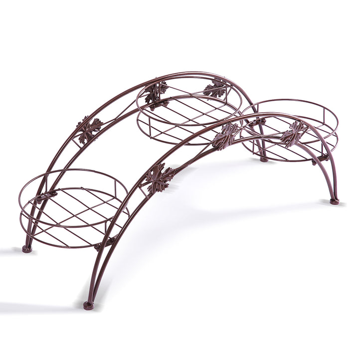 Natura Bridge Metal 3 Pot Plant Stand | Outdoor Indoor Flower Pot Rack in Bronze