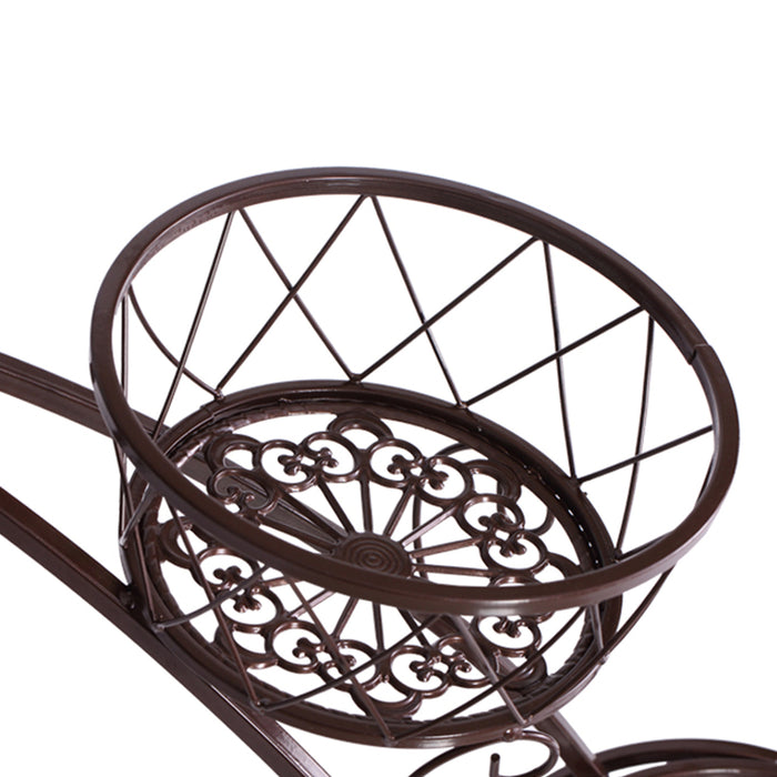 Natura Bicycle Metal Plant Stand | Outdoor Indoor Flower 3 Pot Bicycle Rack in Bronze