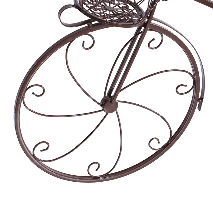 Natura Bicycle Metal Plant Stand | Outdoor Indoor Flower 3 Pot Bicycle Rack in Bronze