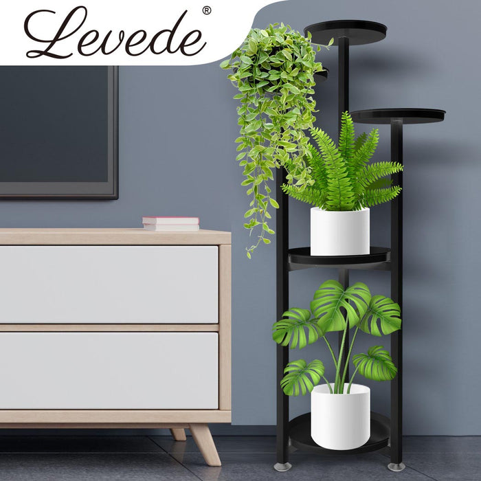Natura 5 Tier 120cm Metal Plant Stand | Flower Pot Shelves and Stand in Black