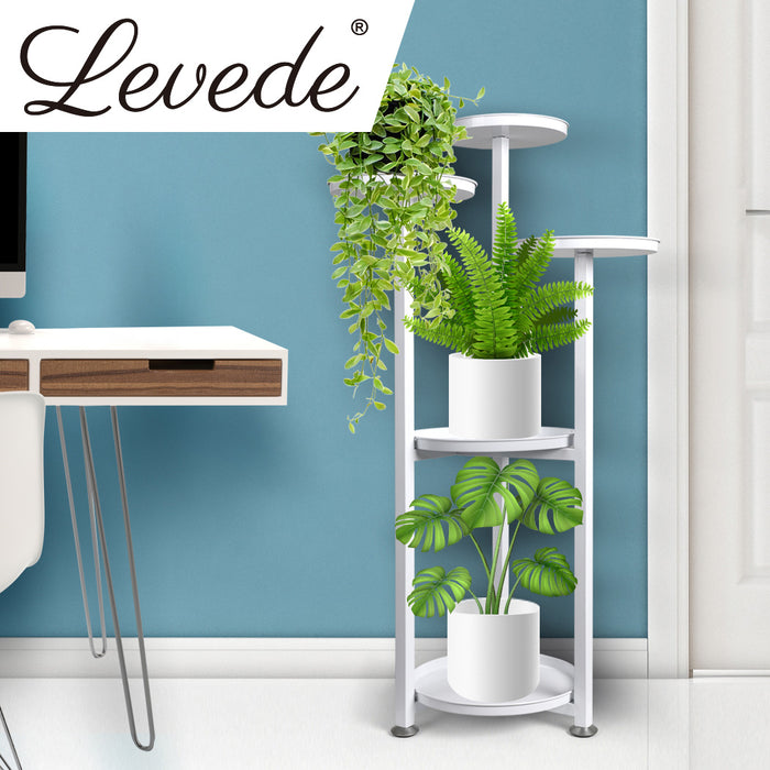 Natura 5 Tier 100cm Metal Plant Stand | Flower Pot Shelves and Stand in White
