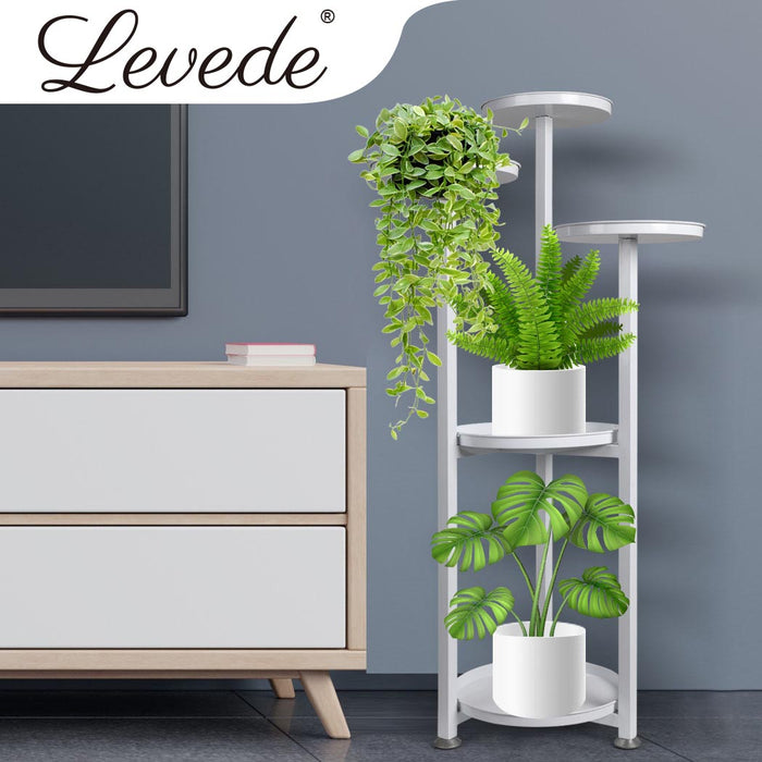 Natura 5 Tier 100cm Metal Plant Stand | Flower Pot Shelves and Stand in White