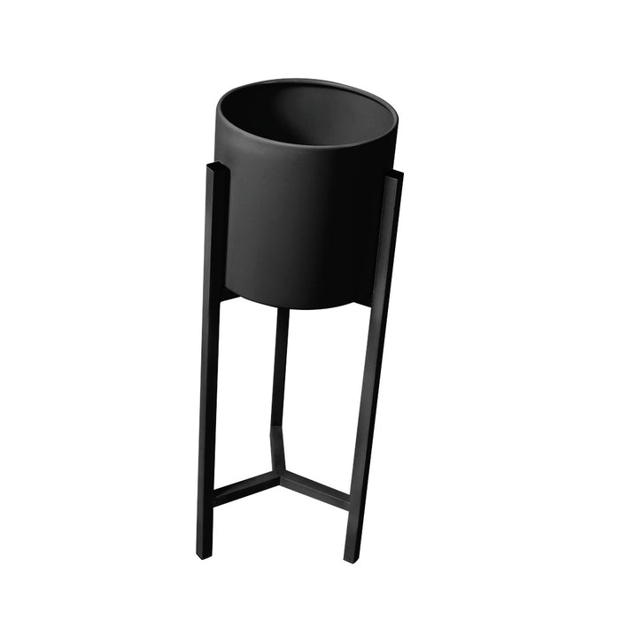 Natura Single 90cm Metal Plant Stand | Flower Pot Shelves and Stand in Black