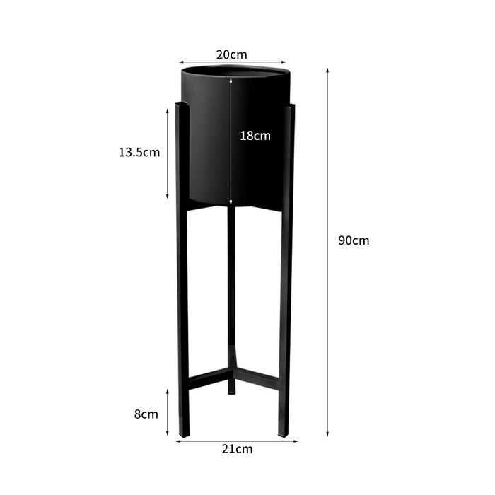 Natura Single 90cm Metal Plant Stand | Flower Pot Shelves and Stand in Black