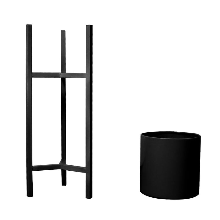Natura Single 90cm Metal Plant Stand | Flower Pot Shelves and Stand in Black