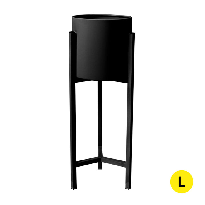 Natura Single 90cm Metal Plant Stand | Flower Pot Shelves and Stand in Black