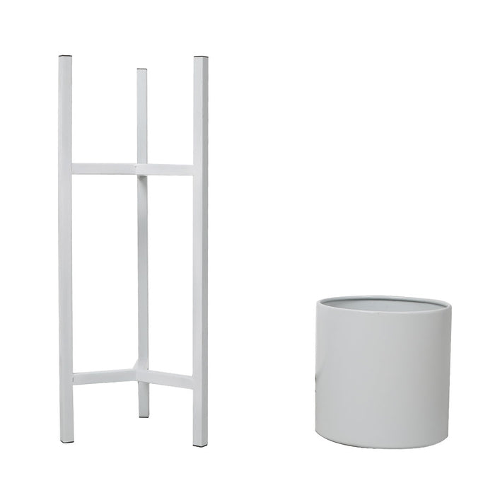 Natura Single 90cm Metal Plant Stand | Flower Pot Shelves and Stand in White