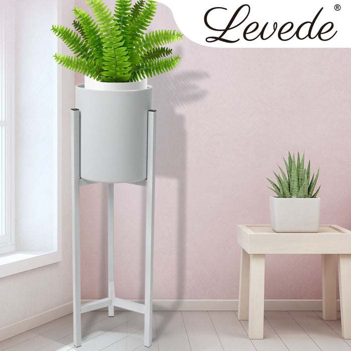 Natura Single 90cm Metal Plant Stand | Flower Pot Shelves and Stand in White