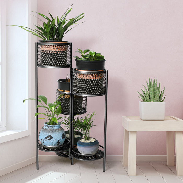 Natura 6 Tier Metal Plant Stand | Flower Pot Shelves and Stand in Black