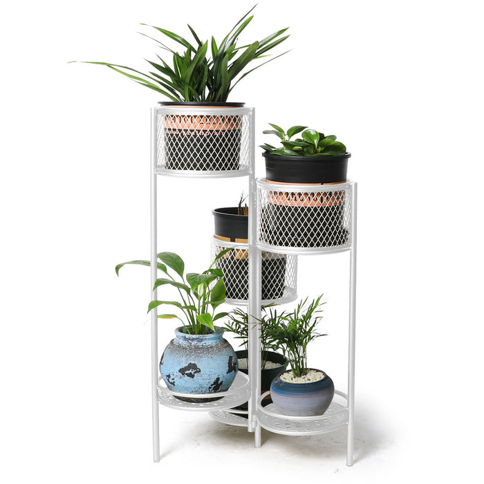 Natura 6 Tier Metal Plant Stand | Flower Pot Shelves and Stand in White