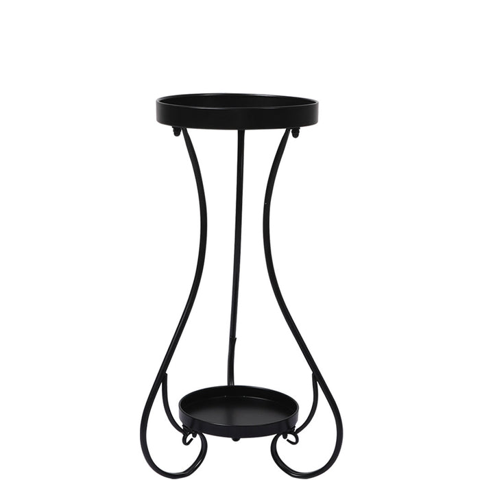 Natura Rose II 2 Tier Metal Plant Stand | Flower Pot Shelves and Stand in Black