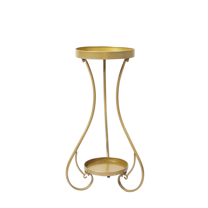 Natura Rose 2 Tier Metal Plant Stand | Flower Pot Shelves and Stand in Gold