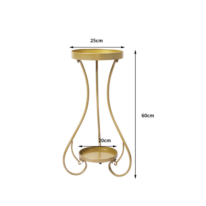 Natura Rose 2 Tier Metal Plant Stand | Flower Pot Shelves and Stand in Gold