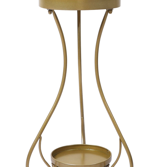 Natura Rose 2 Tier Metal Plant Stand | Flower Pot Shelves and Stand in Gold