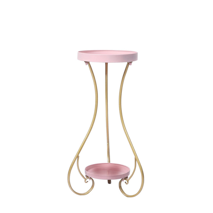 Natura Rose 2 Tier Metal Plant Stand | Flower Pot Shelves and Stand in Pink