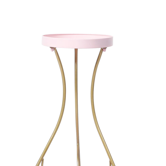 Natura Rose 2 Tier Metal Plant Stand | Flower Pot Shelves and Stand in Pink
