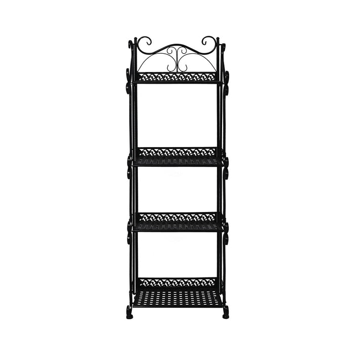 Natura Retro 4 Tier Metal Plant Stand | 97cm Flower Pot Shelves and Stand in Black