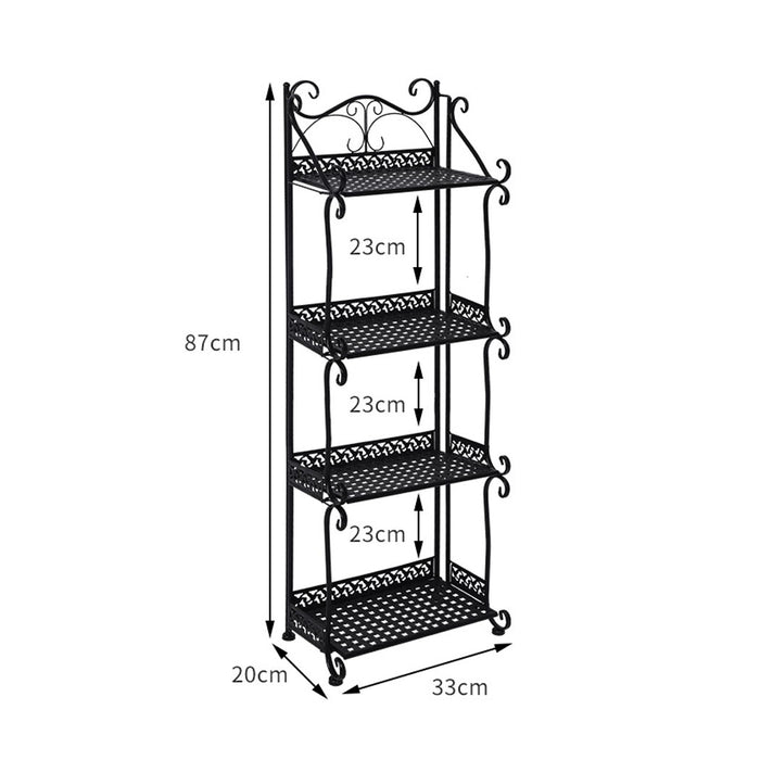 Natura Retro 4 Tier Metal Plant Stand | 97cm Flower Pot Shelves and Stand in Black