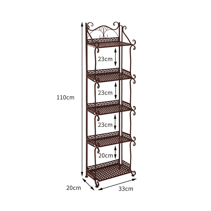 Natura 5 Tier Metal Plant Stand | Flower Pot Shelves and Stand in Bronze