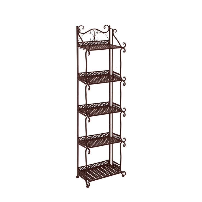 Natura 5 Tier Metal Plant Stand | Flower Pot Shelves and Stand in Bronze